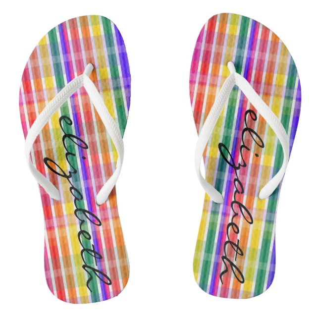 Rainbow Plaid Jandals (Footbed)