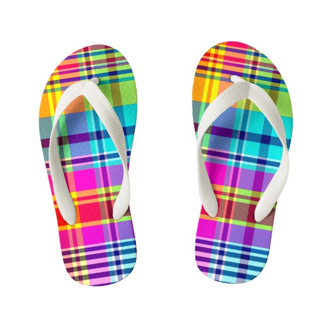 RAINBOW PLAID KID'S JANDALS (Footbed)