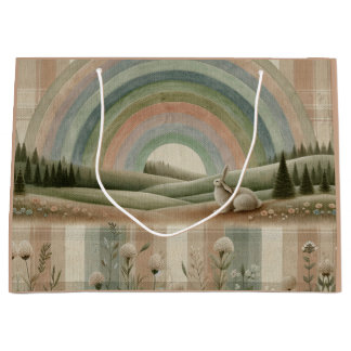 Rainbow Plaid Large Gift Bag