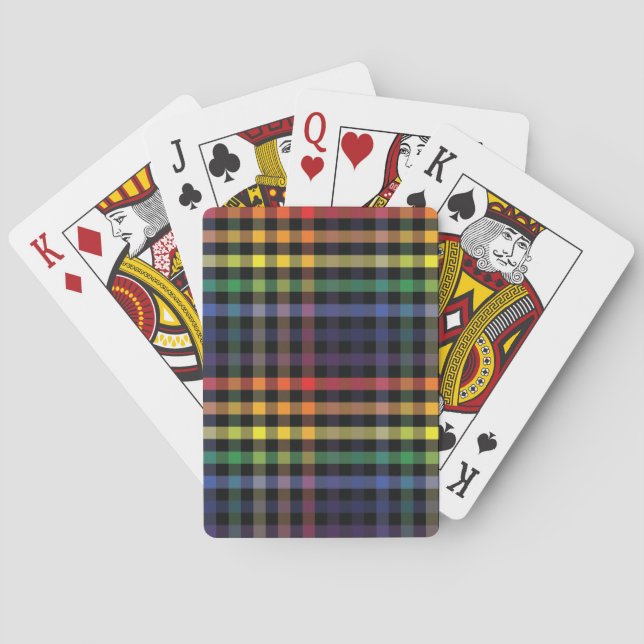 Rainbow Plaid Playing Cards (Back)