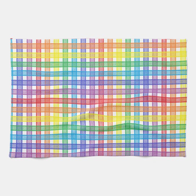 Rainbow Plaid Tea Towel (Horizontal)