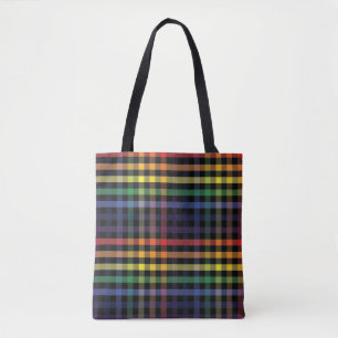 Rainbow Plaid Tote Bag