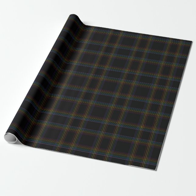 Rainbow Plaid Wrapping Paper (Unrolled)