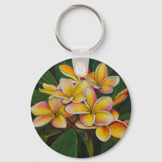 Rainbow Plumeria Key Ring
