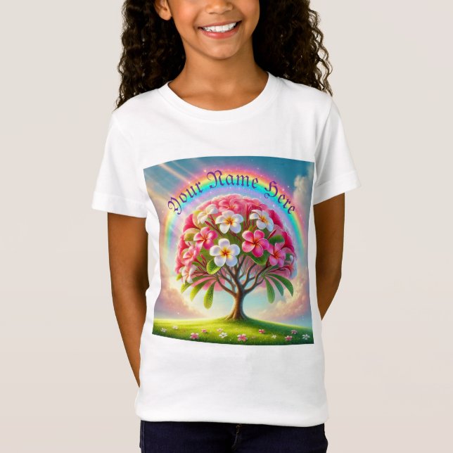 Rainbow Plumeria Personalizable T-Shirt (Front)
