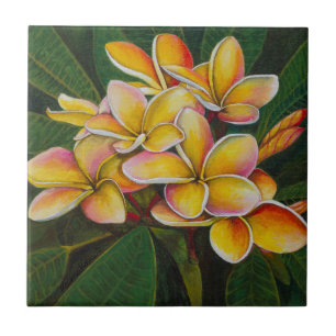 Rainbow Plumeria Tile