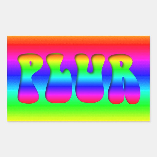 Rainbow PLUR Rectangular Sticker (Front)