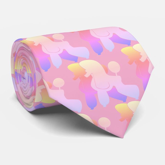Rainbow Podel Dog graphical pattern  Tie (Rolled)