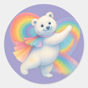 Rainbow Polar Bear Kids Sticker – Cute Character 