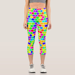 Rainbow Polka Dot Pattern Capri Leggings