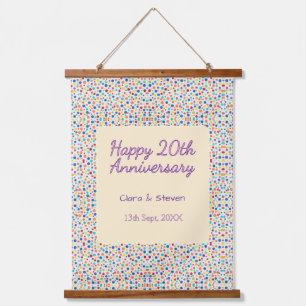 rainbow polka dots 20th anniversary purple orange hanging tapestry