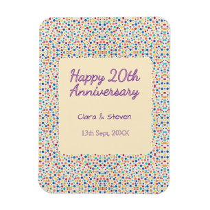 rainbow polka dots 20th anniversary purple orange magnet