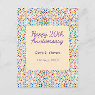 rainbow polka dots 20th anniversary purple orange  postcard