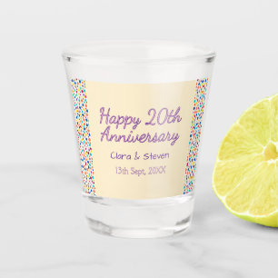 rainbow polka dots 20th anniversary purple orange shot glass