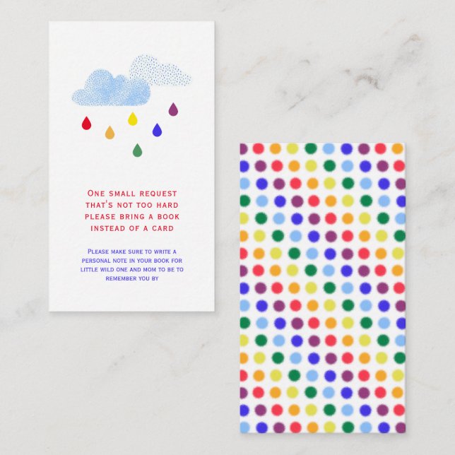 Rainbow Polka Dots Baby Shower Book Request Enclosure Card (Front/Back)