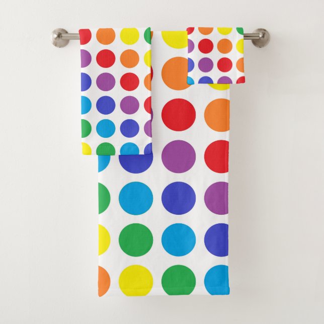 Rainbow Polka Dots Bath Towel Set (Insitu)