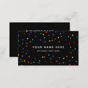 Rainbow Polka Dots Black Confetti Pattern Business Card