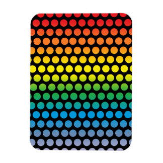 Rainbow Polka Dots Black Magnet
