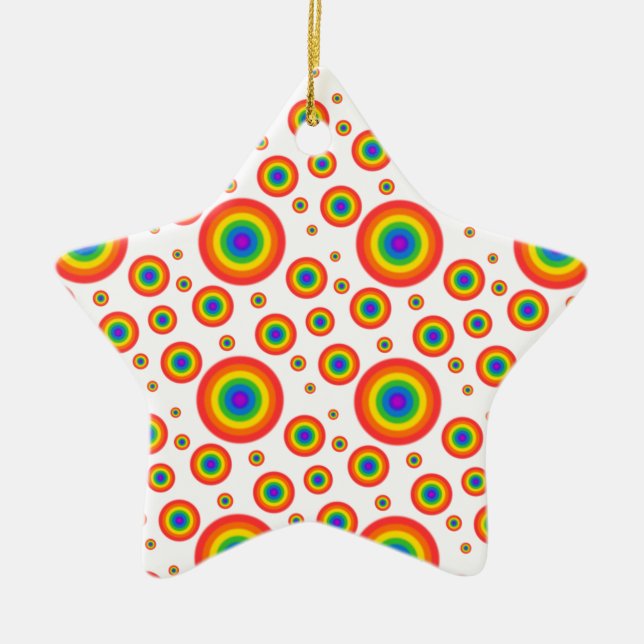 Rainbow Polka Dots Ceramic Tree Decoration (Front)