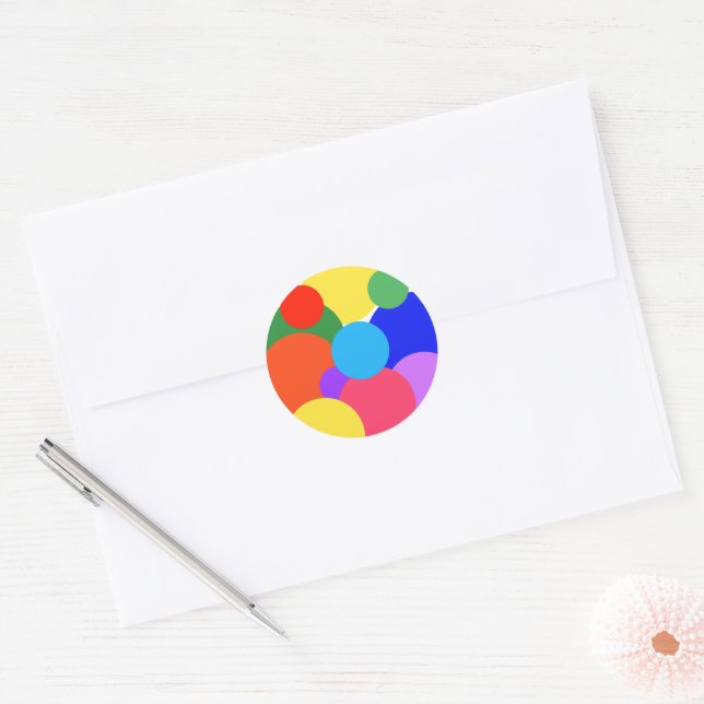 Rainbow Polka Dots Classic Round Sticker (Envelope)