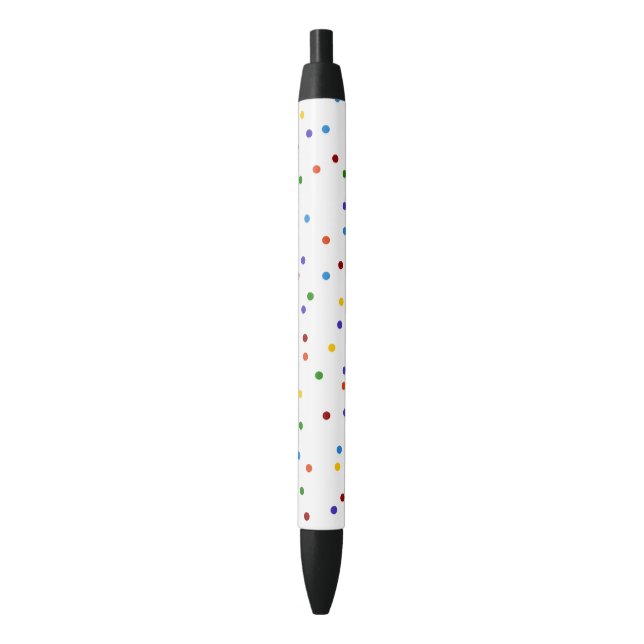 Rainbow Polka Dots Confetti Pattern Black Ink Pen (Front Vertical)