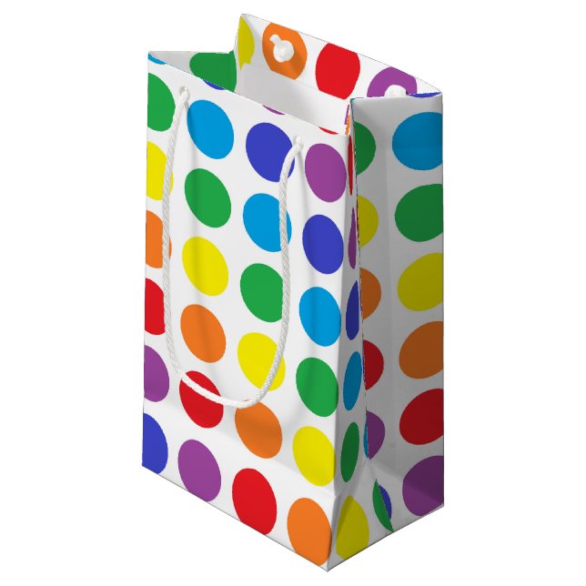Rainbow Polka Dots Gift Bag (Front Angled)