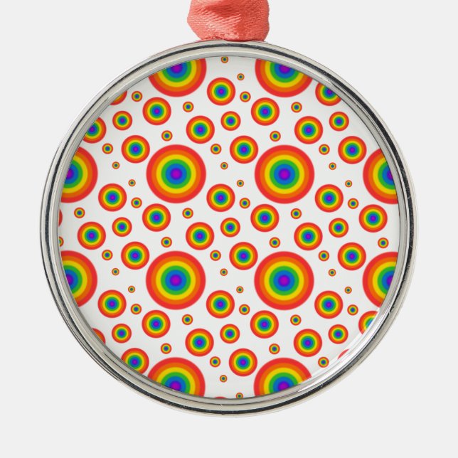Rainbow Polka Dots Metal Tree Decoration (Front)
