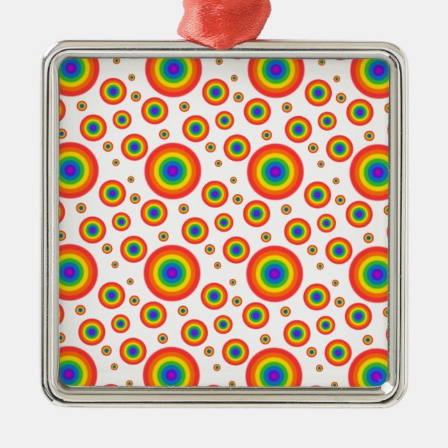 Rainbow Polka Dots Metal Tree Decoration (Front)
