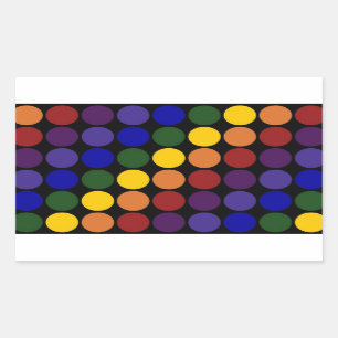 Rainbow Polka Dots on Black Rectangular Sticker