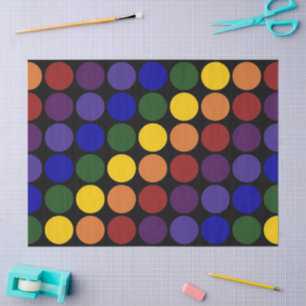Rainbow Polka Dots on Black Tissue Paper