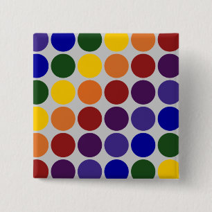 Rainbow Polka Dots on Grey 15 Cm Square Badge
