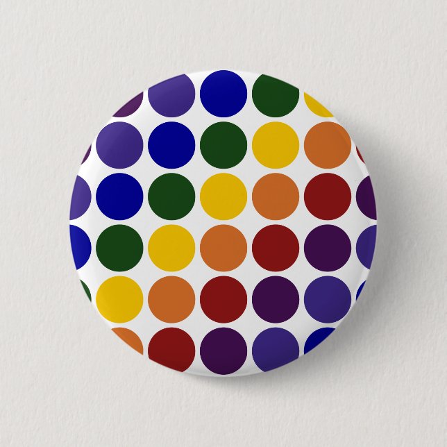 Rainbow Polka Dots on White 6 Cm Round Badge (Front)