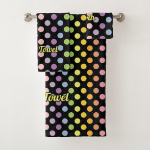 Rainbow Polka Dots Pattern Bath Towel Set