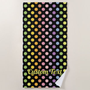 Rainbow Polka Dots Pattern Beach Towel