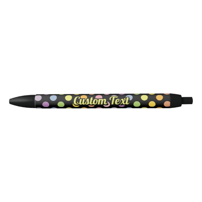 Rainbow Polka Dots Pattern Black Ink Pen (Front)