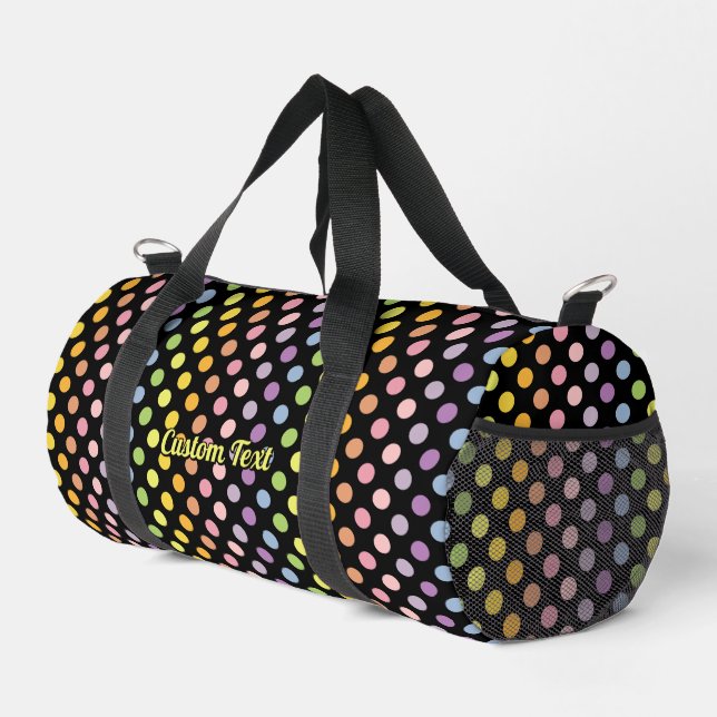 Rainbow Polka Dots Pattern Duffle Bag (Right Corner)