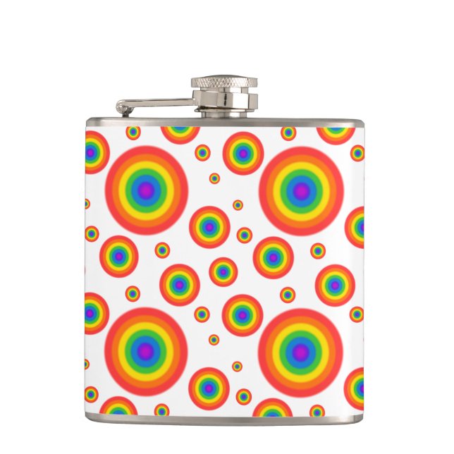 Rainbow Polka Dots Pattern Hip Flask (Front)