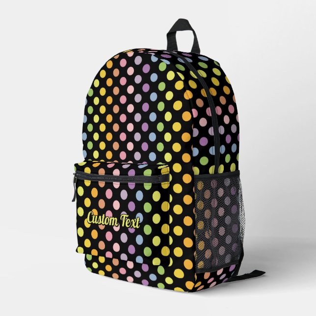 Rainbow Polka Dots Pattern Printed Backpack (Back Corner Right)