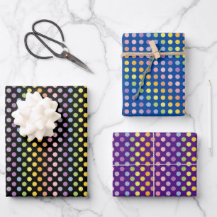 Rainbow Polka Dots Pattern Wrapping Paper Sheet