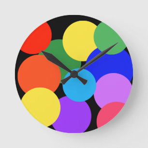 Rainbow Polka Dots Round Clock