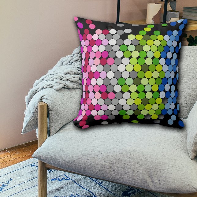 Rainbow Polka Dots Splatter Throw Pillow (Creator Uploaded)