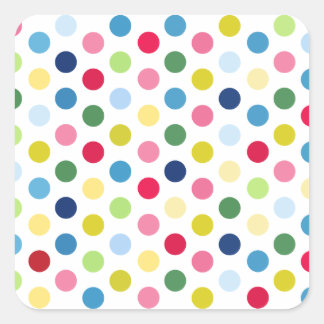 Rainbow polka dots square sticker