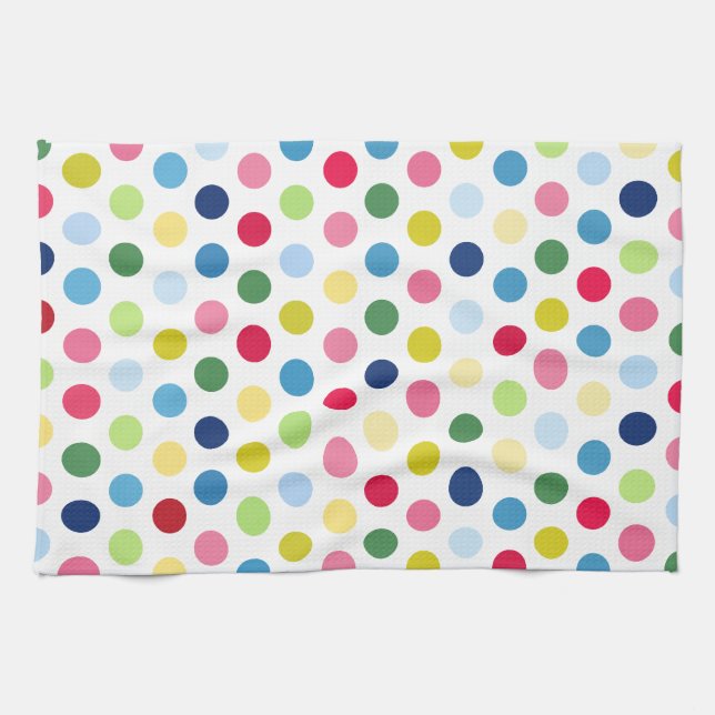 Rainbow polka dots tea towel (Horizontal)