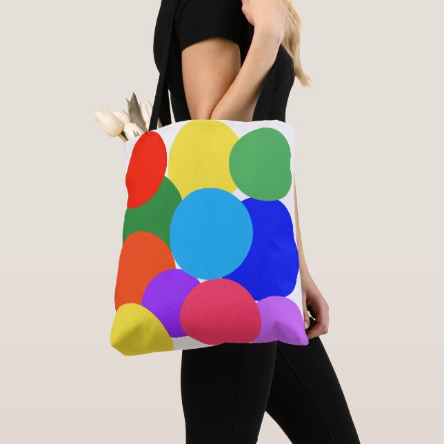 Rainbow Polka Dots  Tote Bag (Close Up)