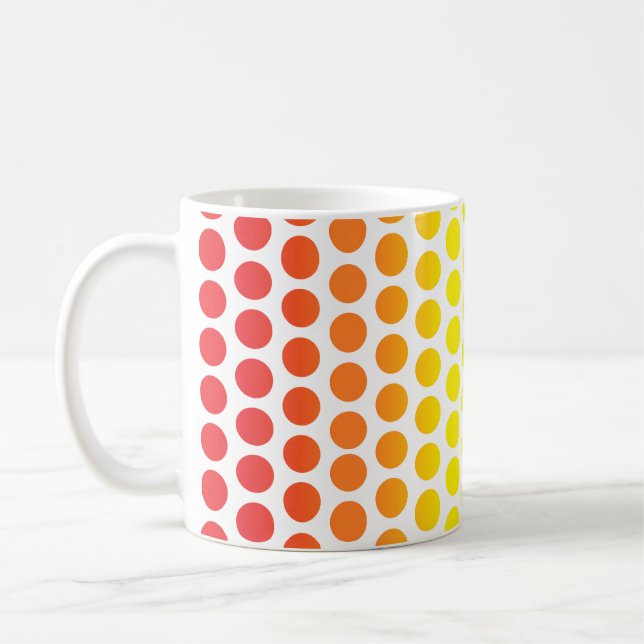 Rainbow Polka Dots White Coffee Mug (Left)