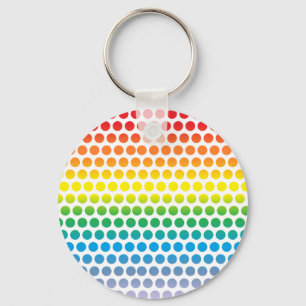 Rainbow Polka Dots White Key Ring