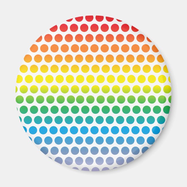 Rainbow Polka Dots White Magnet (Front)