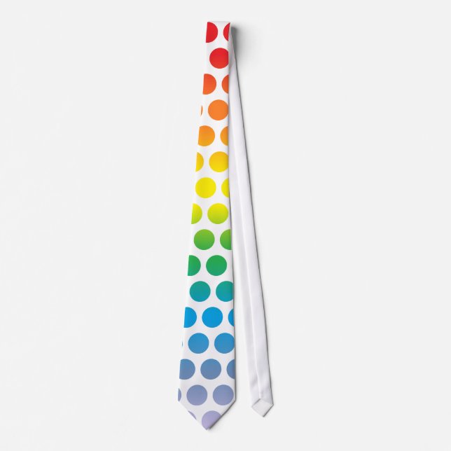 Rainbow Polka Dots White Tie (Front)
