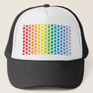 Rainbow Polka Dots White Trucker Hat