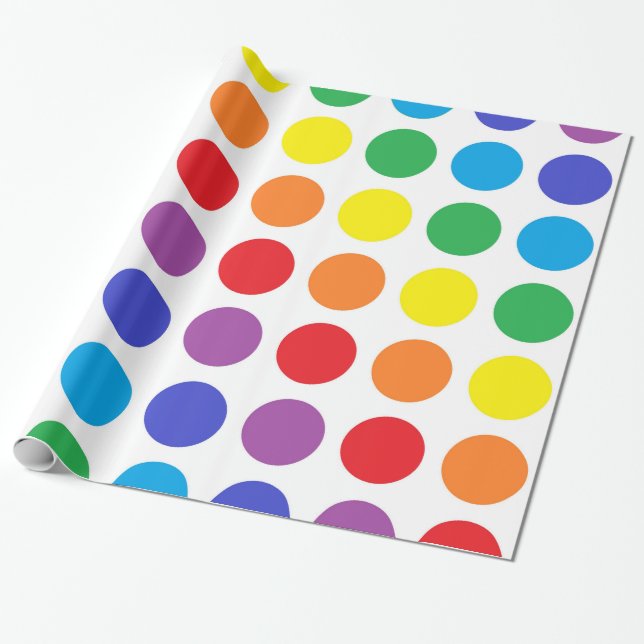Rainbow Polka Dots Wrapping Paper (Unrolled)